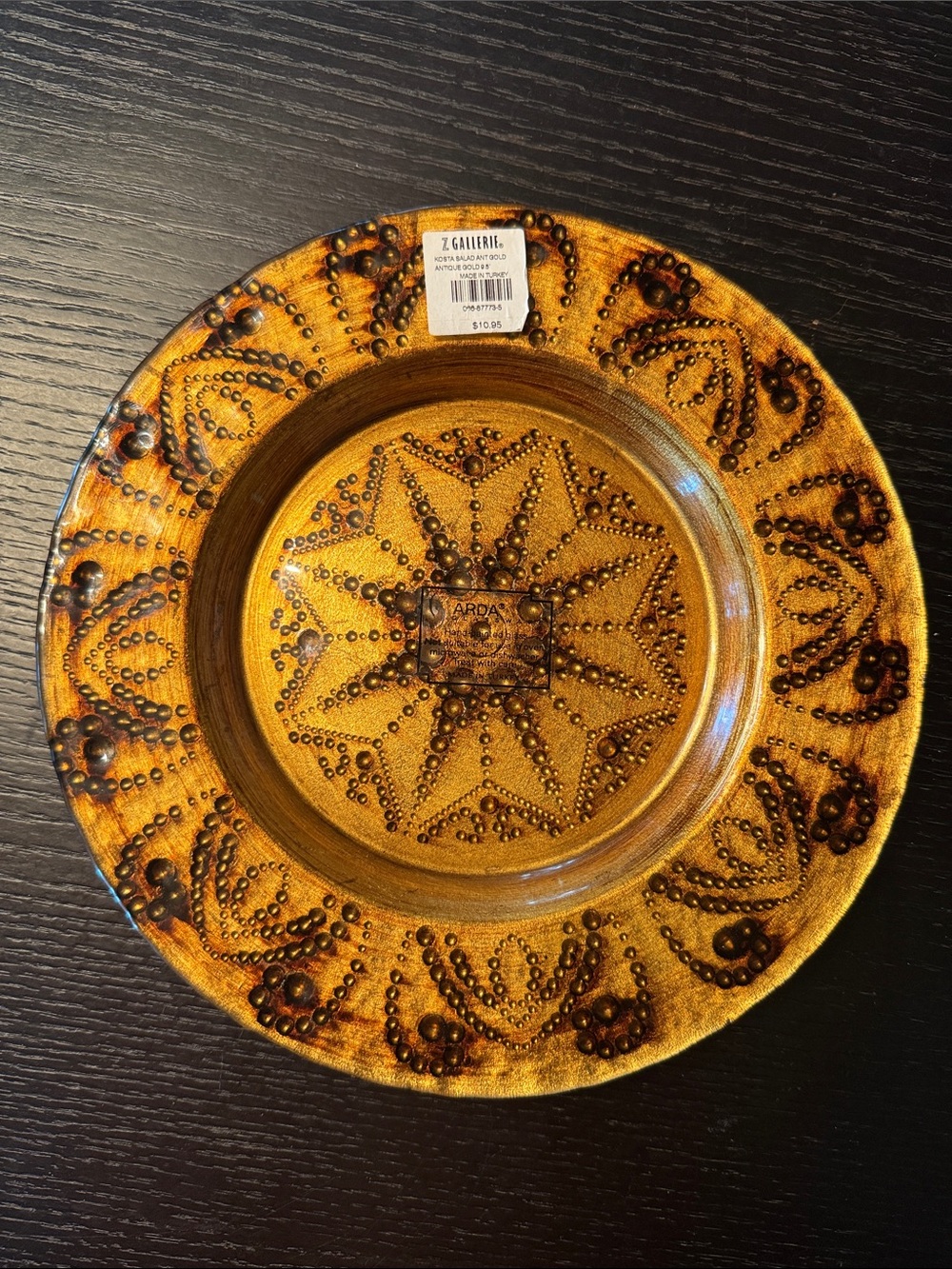 Dark gold Decorative Salad Plate - Amber Accent Plate